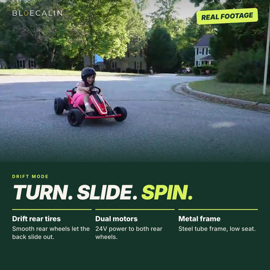 Real footage: girl drifting the Apex kart on a quiet street