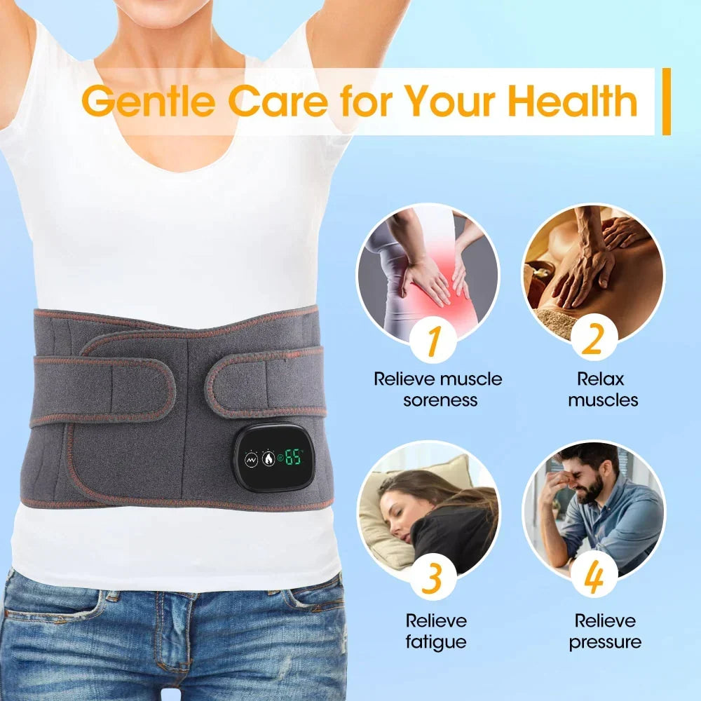 Heated Back Massager Belt – Cordless Heating Pad for Back with Vibration