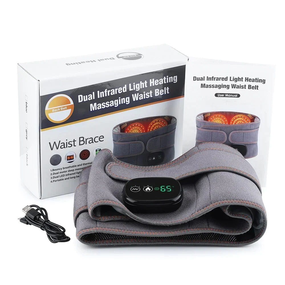 Heated Back Massager Belt – Cordless Heating Pad for Back with Vibration