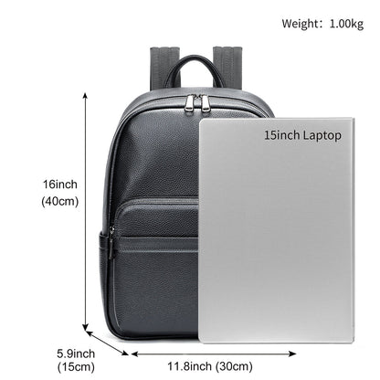 High-End Genuine Cowhide Leather Backpack for Men - Business Travel Laptop Bag