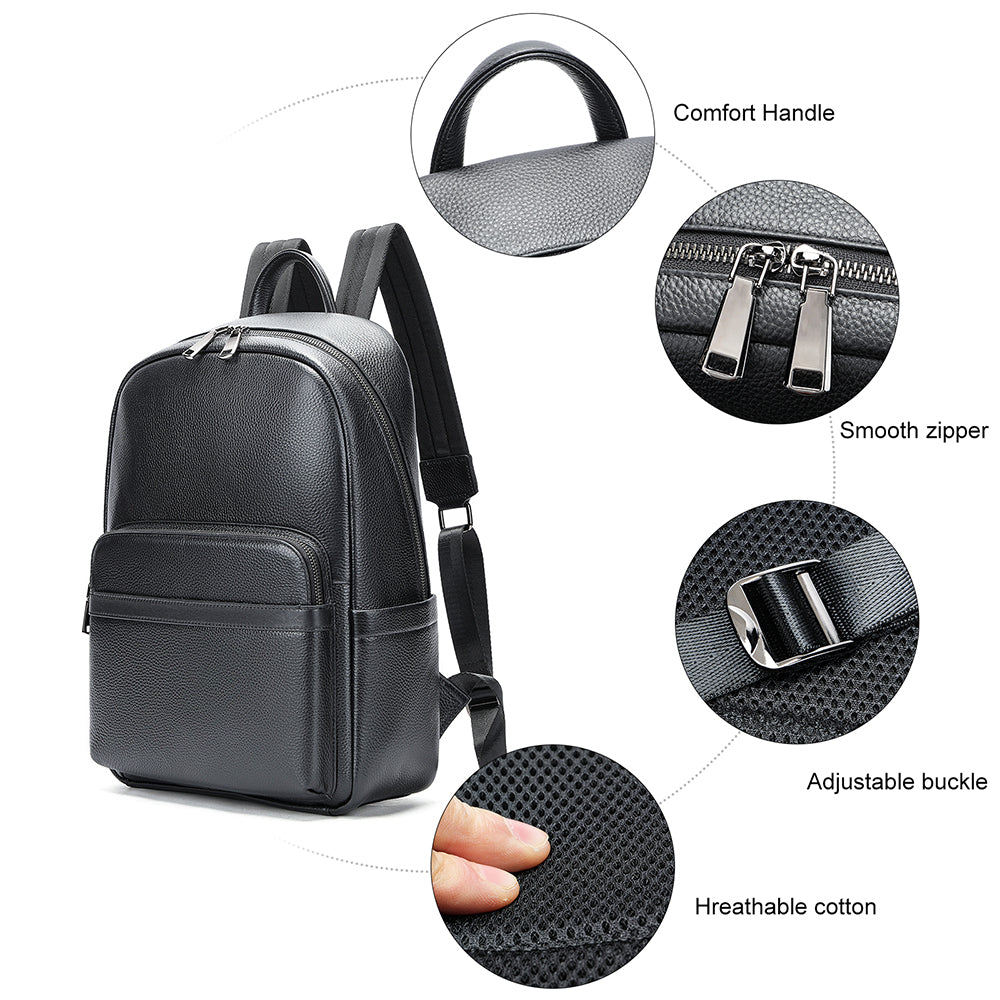 High-End Genuine Cowhide Leather Backpack for Men - Business Travel Laptop Bag