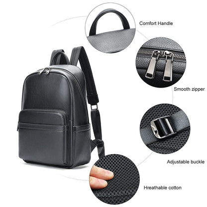 High-End Genuine Cowhide Leather Backpack for Men - Business Travel Laptop Bag