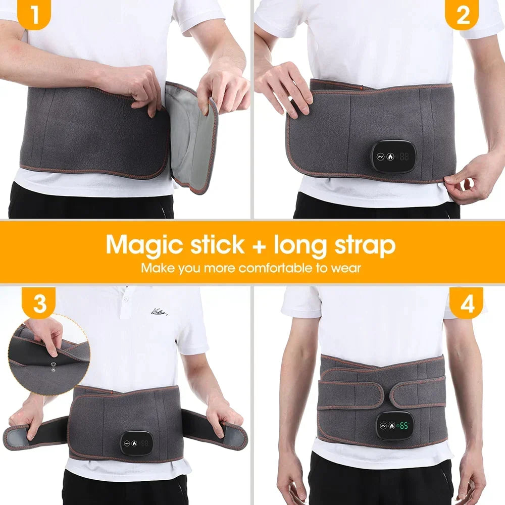 Heated Back Massager Belt – Cordless Heating Pad for Back with Vibration
