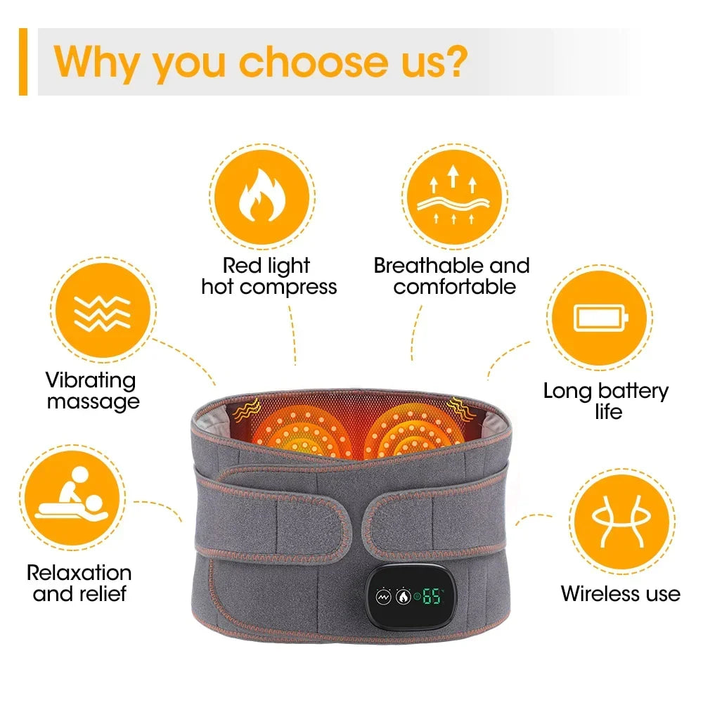 Heated Back Massager Belt – Cordless Heating Pad for Back with Vibration