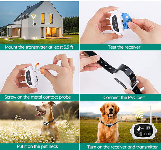 Wireless dog fence with rechargeable training collar