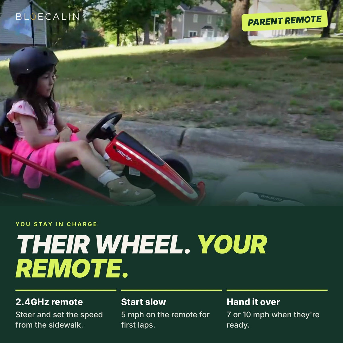 Parent remote lets you steer and set the speed