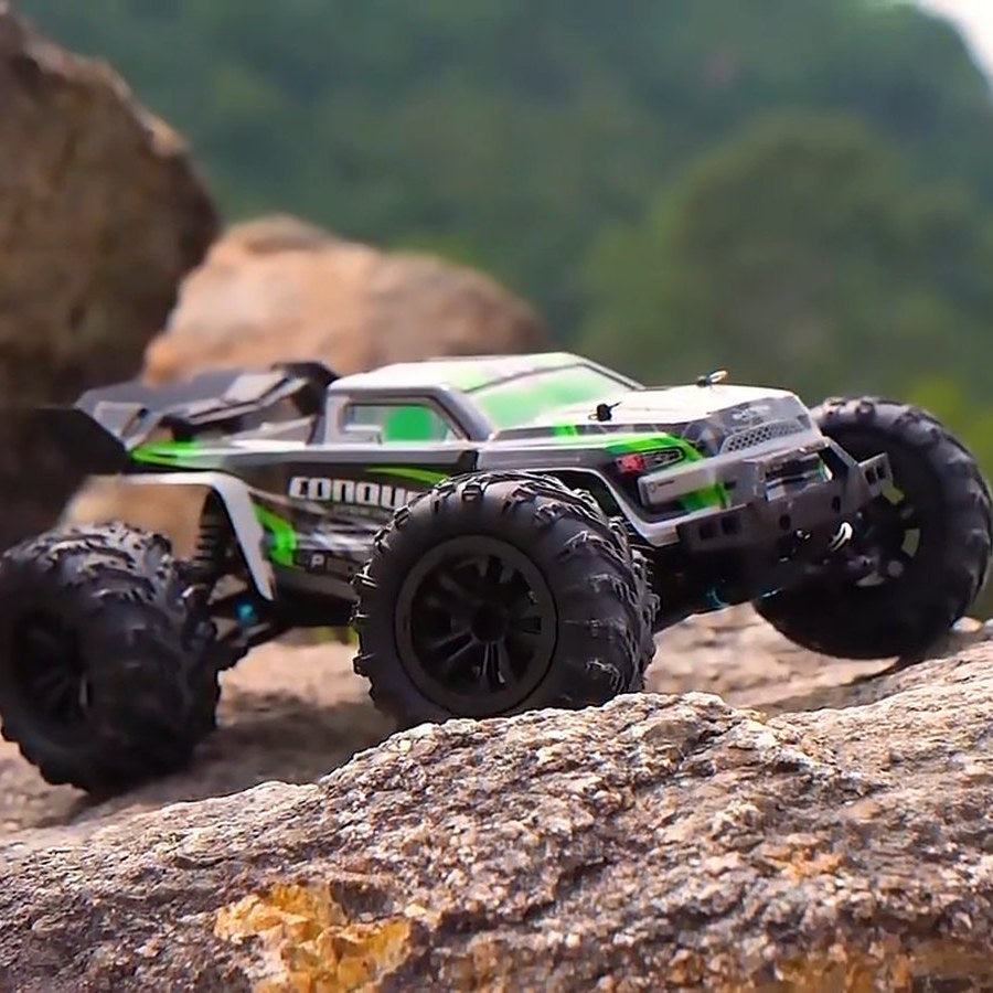 4x4 RC car on rocks outdoors