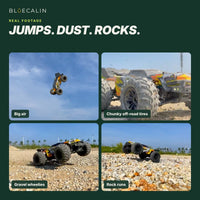 Real footage: jumps, off-road tires, gravel and rocks