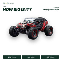 RC desert buggy size: 12.6 in long, 8.1 in wide, 5.5 in high