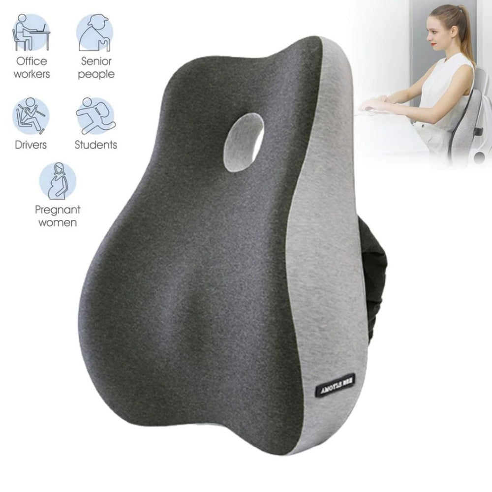 Lumbar Support Pillow & Seat Cushion Set – Memory Foam for Office Chair