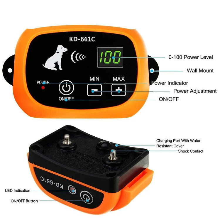 Wireless dog fence with rechargeable training collar