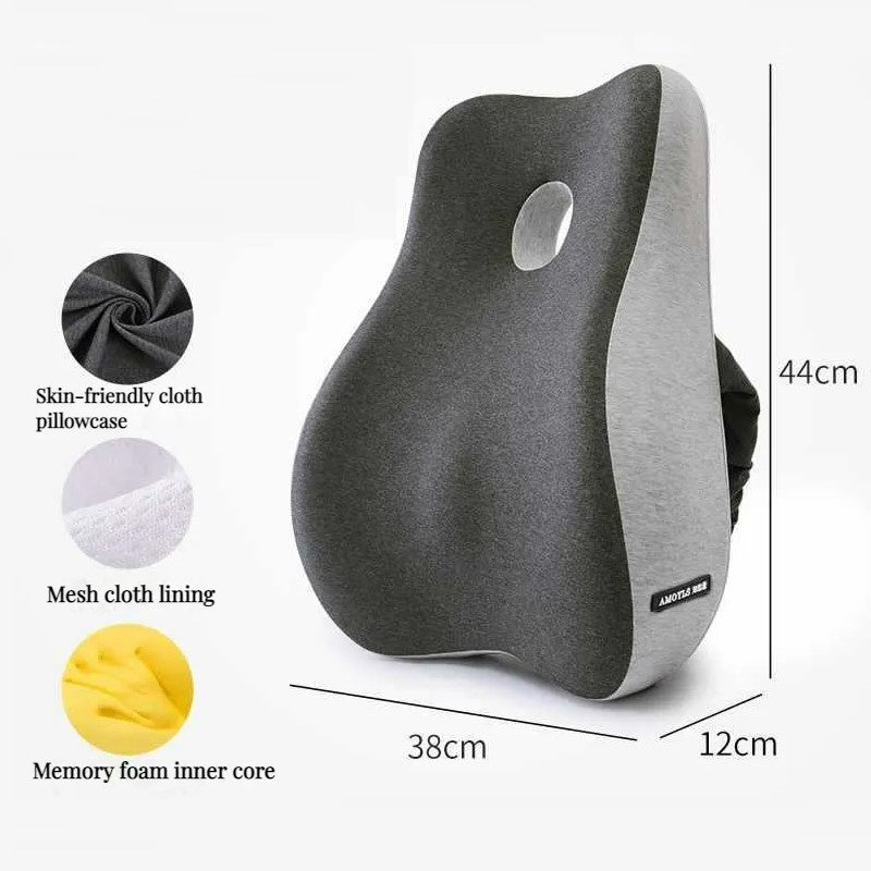 Lumbar Support Pillow & Seat Cushion Set – Memory Foam for Office Chair