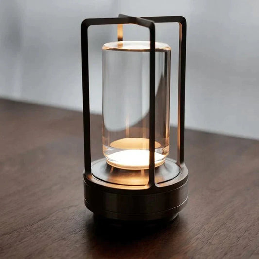 Kristal glass-top table lamp, front view