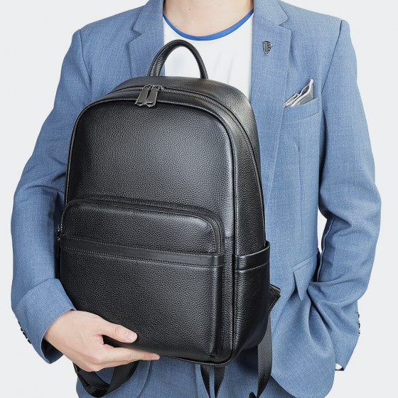 High-End Genuine Cowhide Leather Backpack for Men - Business Travel Laptop Bag