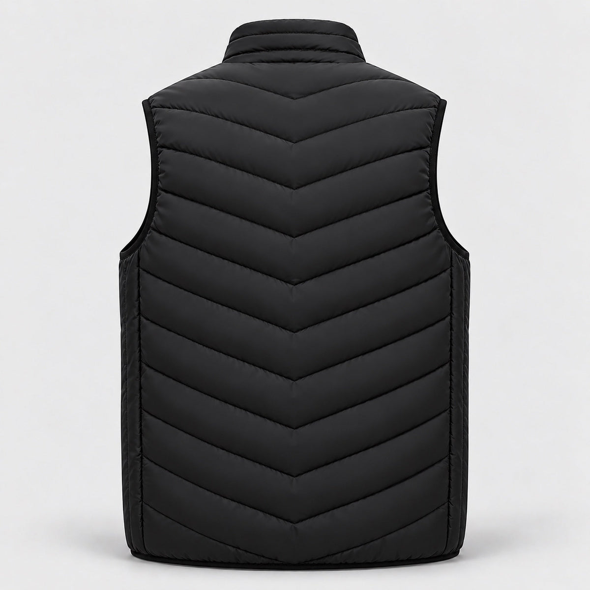 Heated vest back view with chevron quilting