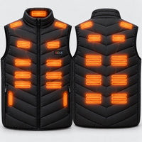 Heated vest heating zones glowing on front and back